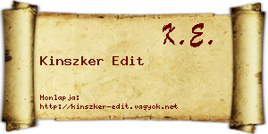 Kinszker Edit névjegykártya